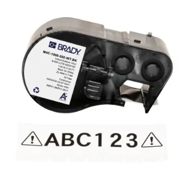 Brady B-595 on Black on White Label, 25.40 mm Width - M4C-1000-595-WT-BK product image