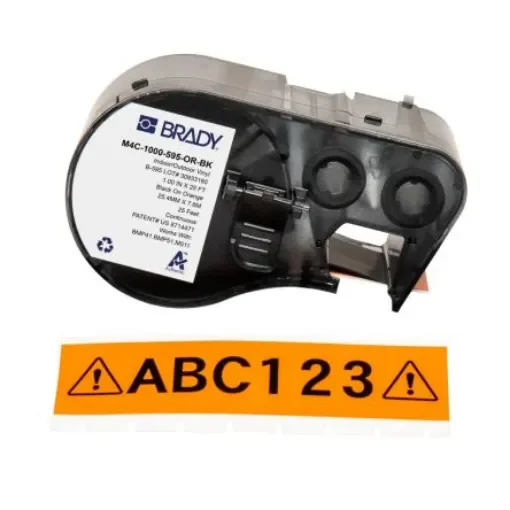 Brady B-595 on Black on Orange Label, 25.40 mm Width - M4C-1000-595-OR-BK product image
