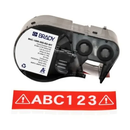 Brady B-595 on White on Red Label, 25.40 mm Width - M4C-1000-595-RD-WT product image