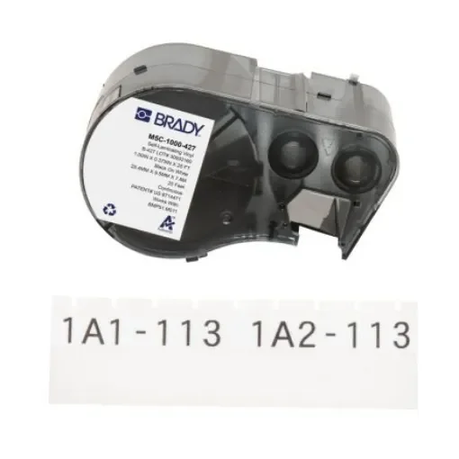 Brady B-427 on Black on White, Transparent Label, 25.40 mm Width, 9.53mm Label Width - M5C-1000-427 product image