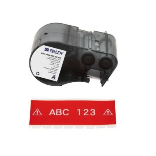 Brady B-595 on White on Red Label, 38.10 mm Width - M5C-1500-595-RD-WT product image