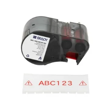 Brady B-595 on Red on White Label, 38.10 mm Width - M5C-1500-595-WT-RD product image