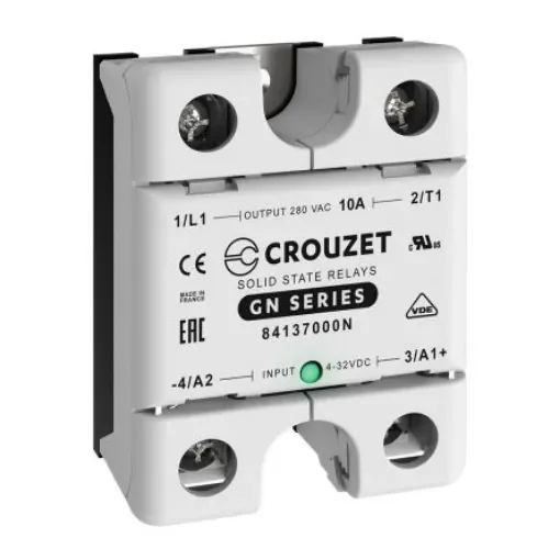 Crouzet GN Series Solid State Relay, 10 A Load, Panel Mount, 280 V ac Load, 32 Vdc Control - 84137000N product image
