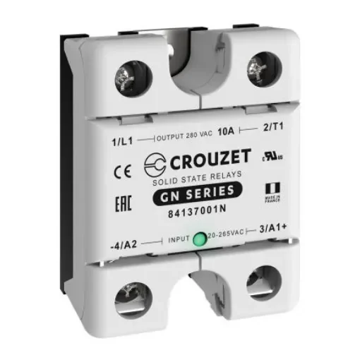 Crouzet GN Series Solid State Relay, 10 A Load, Panel Mount, 280 V ac Load, 265 V ac Control - 84137001N product image
