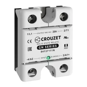 Crouzet GN Series Solid State Relay, 25 A Load, Panel Mount, 660 V ac Load, 265 V ac Control - 84137111N product image