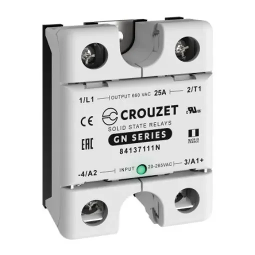 Crouzet GN Series Solid State Relay, 25 A Load, Panel Mount, 660 V ac Load, 265 V ac Control - 84137111N product image