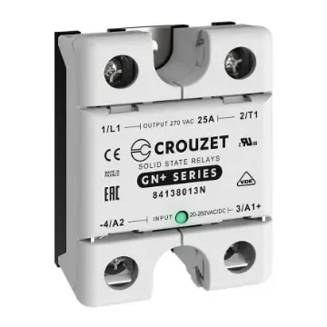 Crouzet GN+ Series Solid State Relay, 25 A Load, Panel Mount, 270 V ac Load, 260 V ac Control - 84138013N product image