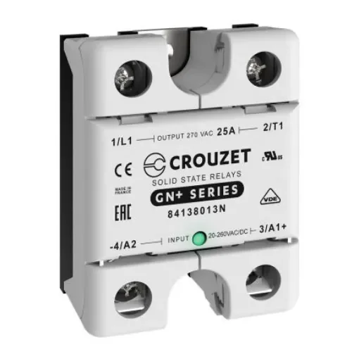 Crouzet GN+ Series Solid State Relay, 25 A Load, Panel Mount, 270 V ac Load, 260 V ac Control - 84138013N product image