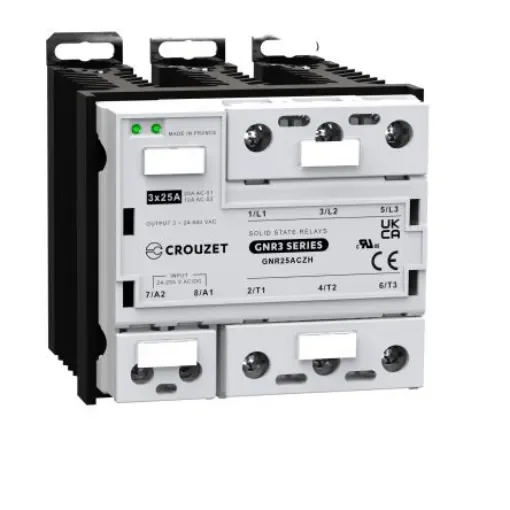 Crouzet GNR3 Series Solid State Relay, 25 A Load, DIN Rail Mount, 660 V ac Load, 255 V ac/dc Control - GNR25ACZH product image
