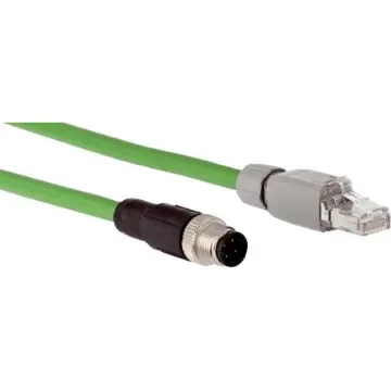 SICKSSL, 10m Cat5, Green M12 to Male RJ45 Male, Shielded Shielded, Terminated Polyurethane Sheath - SSL-2J04-G10MR product image