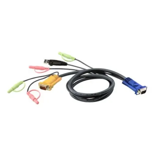 Aten Male 3.5mm Stereo Jack, USB A, VGA to Male 3.5mm Stereo Jack, SPHD-15 KVM Cable - 2L-5303U product image