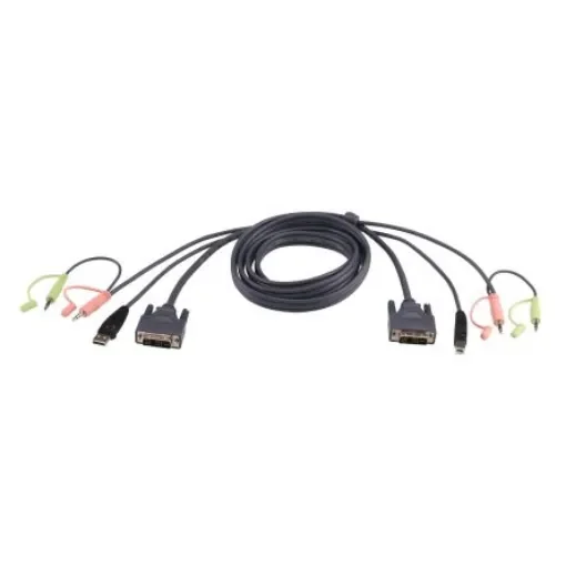 Aten Male 3.5mm Stereo Jack, DVI-D, USB A to Male 3.5mm Stereo Jack, DVI-D, USB B KVM Cable - 2L-7D02U product image