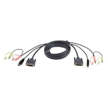Aten Male 3.5mm Stereo Jack, DVI-D, USB A to Male 3.5mm Stereo Jack, DVI-D, USB B KVM Cable - 2L-7D02UD product image