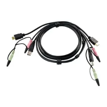 Aten Male 3.5mm Audio Jack, HDMI, USB A to Male 3.5mm Audio Jack, HDMI, USB B KVM Cable - 2L-7D02UH product image
