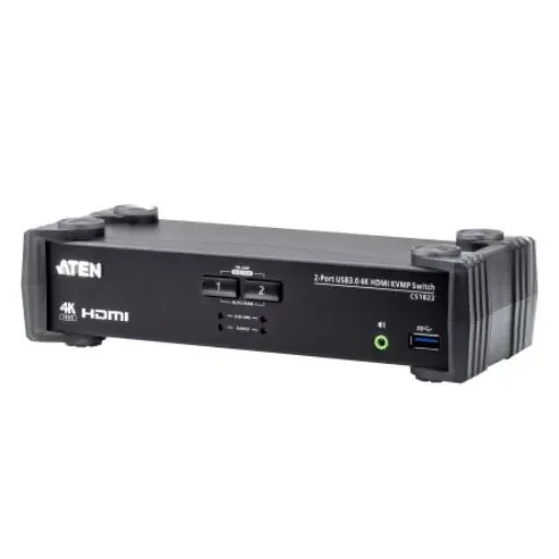 Aten 2 Port USB HDMI KVM Switch, 3.5 mm Jack 4096 x 2160 Maximum Resolution - CS1822 product image
