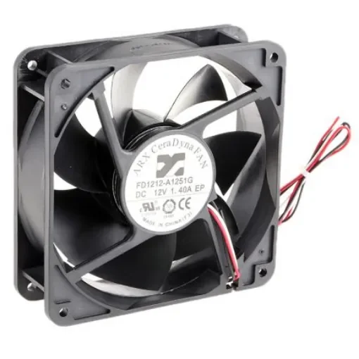 ARX CeraDyna Series Axial Fan, 12 V dc, DC Operation, 291.6m³/h, 14.4W, 1.2A Max, 120 x 120 x 38mm - FD1212-A1251G2AL product image