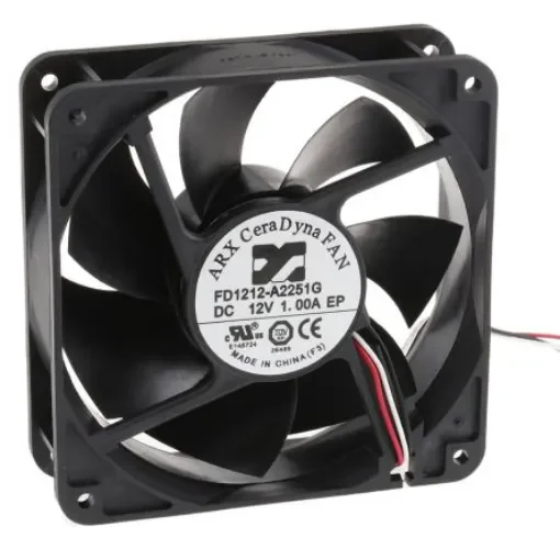 ARX CeraDyna Series Axial Fan, 12 V dc, DC Operation, 290.3m³/h, 10.8W, 900mA Max, 120 x 120 x 38mm - FD1212-A2251G2AL product image