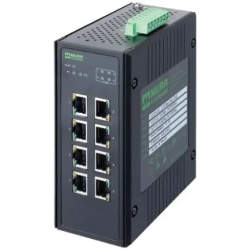 Murrelektronik Limited 58 Series DIN Rail Mount Network Hub, 8 RJ45 Ports, 1000Mbit/s Transmission, 24V dc - 58192 product image