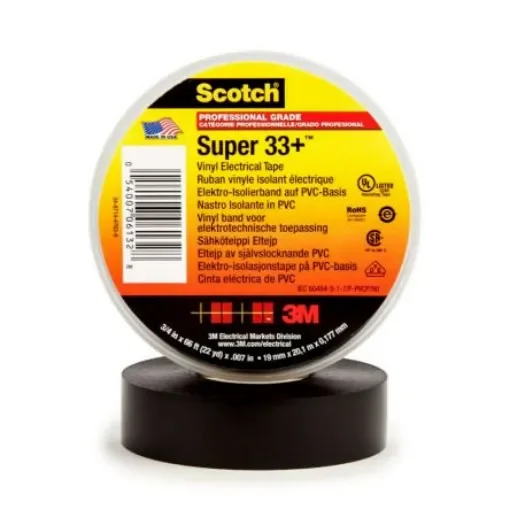 3M Scotch Black PVC Electrical Tape, 50mm x 33m - 7000058808 product image
