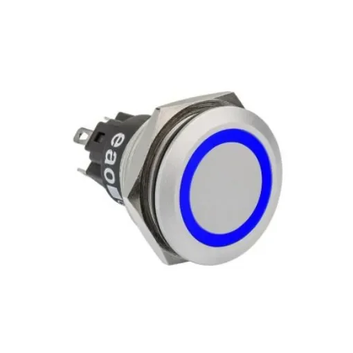 EAO 82 Series Illuminated Push Button Switch, Momentary, Panel Mount, 22mm Cutout, 1CO, Blue LED, 24V, IP67 - 82-6153.1124 product image