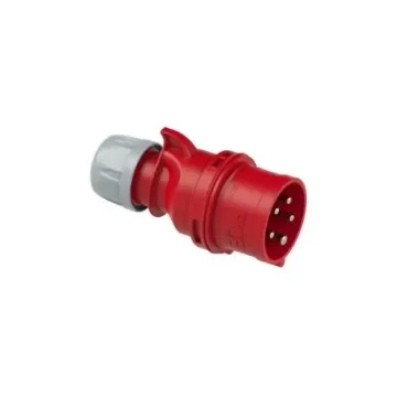 PC Electric, SHARK IP44 Red, White Screw Mount 5 Connector Plug, Rated At 32A, 400 V - 7025-6 product image