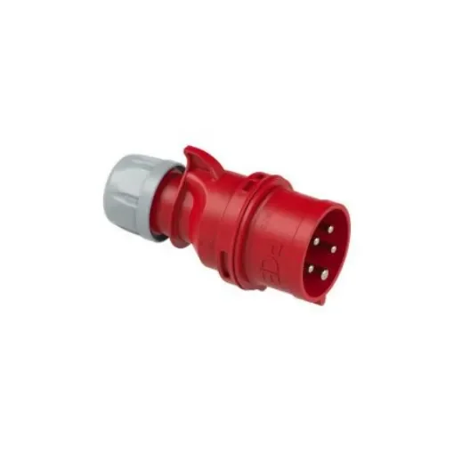 PC Electric, SHARK IP44 Red, White Screw Mount 5 Connector Plug, Rated At 32A, 400 V - 7025-6 product image