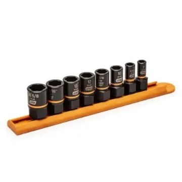 GearWrench 8-Piece Imperial 1/4 in, 3/8 in Standard Socket Set with Ratchet, Extraction - 84782 product image