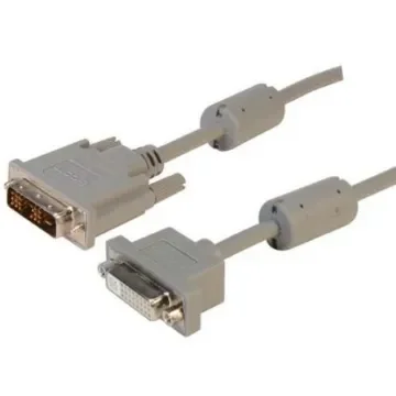 L-Com, Male DVI to Female DVI  Cable, 3ftGrey sheathAluminium Foil, Braid shielding - PMDVI-DSLMF-3 product image