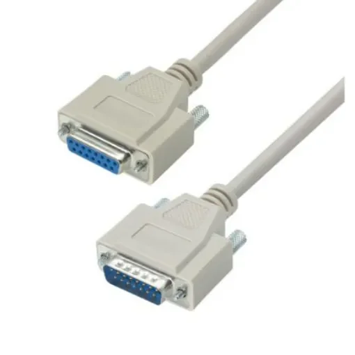 L-Com Male 15 Pin D-sub to Female 15 Pin D-sub Cable assembly, 25ft PVC - CRMN15MF-25 product image