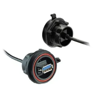 Bulgin Straight, Panel Mount, Socket- Single Port Type Type A 3 IP68 USB Connector - PX0843/A3 product image