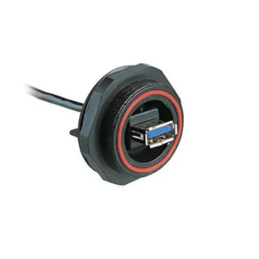 Bulgin Straight, Panel Mount, Socket- Single Port Type Type A 3 IP68 USB Connector - PX0849/A3 product image
