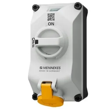 MENNEKES, DUOi IP44 Black, Grey, Yellow Wall Mount 3P Socket Socket, Rated At 16A, 110 V - 5611304G product image