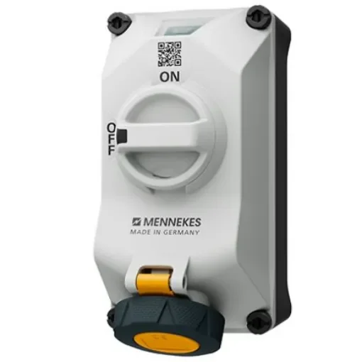 MENNEKES, DUOi IP69 Black, Grey, Yellow Wall Mount 3P Socket Socket, Rated At 16A, 110 V - 5612304G product image