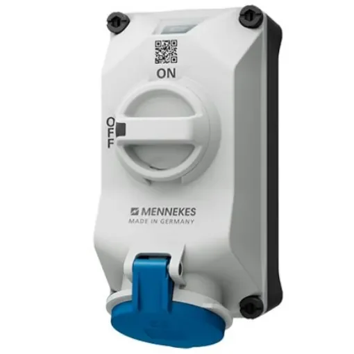 MENNEKES, DUOi IP44 Black, Blue, Grey Wall Mount 3P Socket Socket, Rated At 32A, 230 V - 5613306G product image