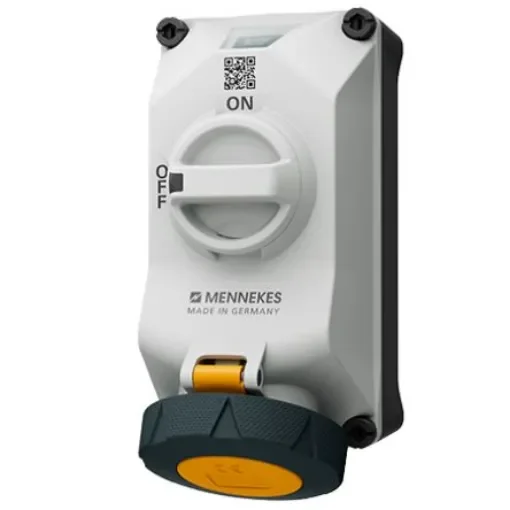 MENNEKES, DUOi IP69 Black, Grey, Yellow Wall Mount 3P Socket Socket, Rated At 32A, 110 V - 5614304G product image