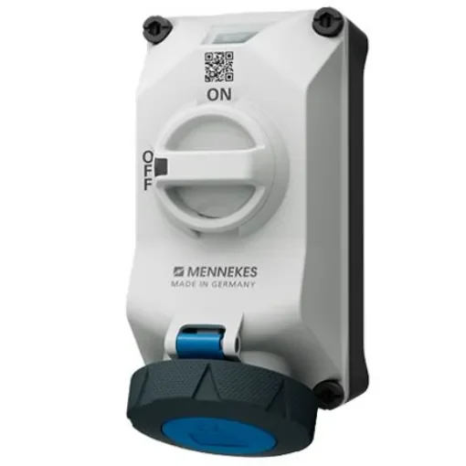 MENNEKES, DUOi IP69 Black, Blue, Grey Wall Mount 3P Socket Socket, Rated At 32A, 230 V - 5614306G product image