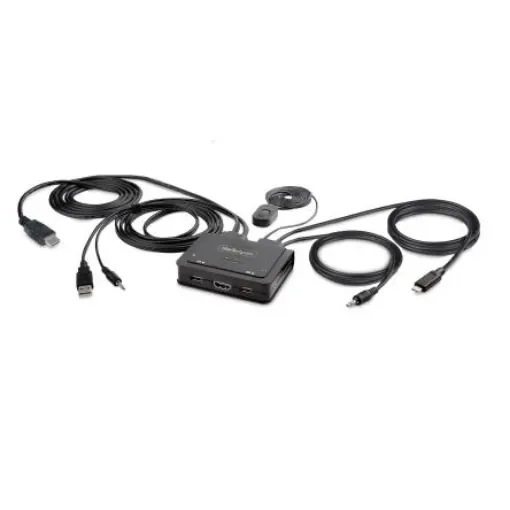 StarTech.com 2 Port DisplayPort, HDMI KVM Switch, 3.5 mm Stereo 5120x1440 Maximum Resolution - C2-H46-UAC-CBL-KVM product image