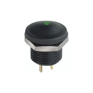 APEM IX Series Push Button, Panel Mount, Green LED, 28V dc - IXP3S02GRXCD product image