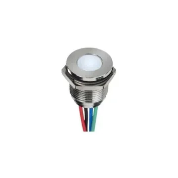 APEM Q22 Series Blue, Green, Red Panel Mount Indicator, 24V dc, 22mm Mounting Hole Size, Lead Wires Termination, IP67 - Q22F5CZZRGB24E-CA product image