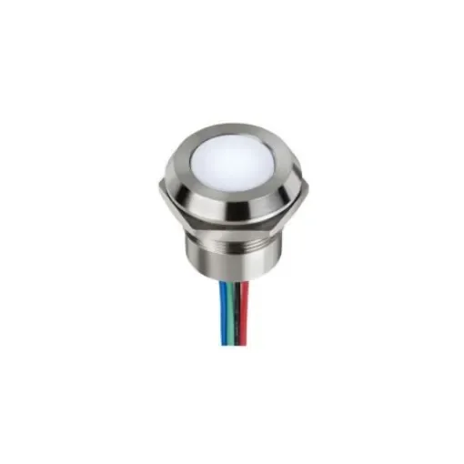 APEM Q22 Series Blue, Green, Red Panel Mount Indicator, 24V dc, 22mm Mounting Hole Size, Lead Wires Termination, IP67 - Q22Y5SZZRGB24E-CA product image