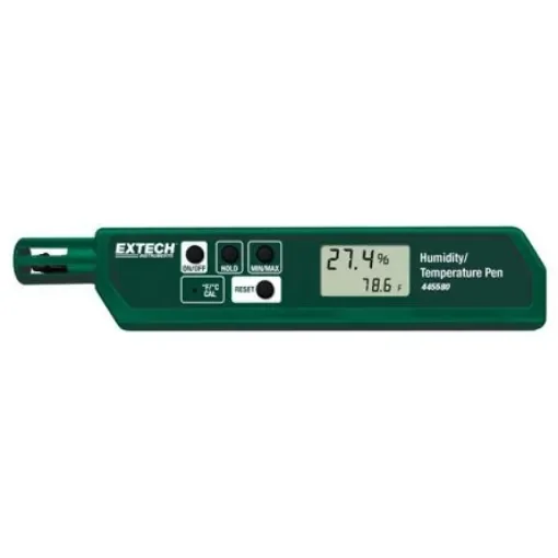 Extech 445580-NIST Pen Digital Thermohygrometer, ±5 % Accuracy, +122°F Max, 90%RH Max product image