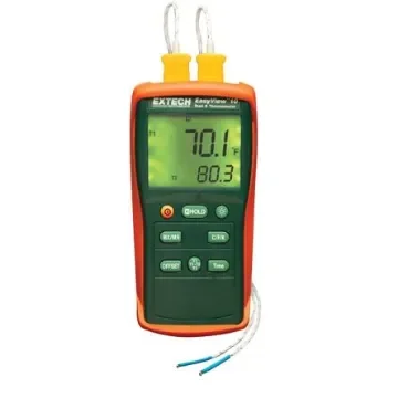 Extech EA10 Handheld Thermometer for Temperature measurement Use, K Probe, 2 Input(s), +1999°F Max, ±0.3 % Accuracy product image