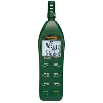 Extech RH350-NIST Psychrometer, 2498°F Max, ±1.8 °F Accuracy, Backlit LCD Display, Battery-Powered product image