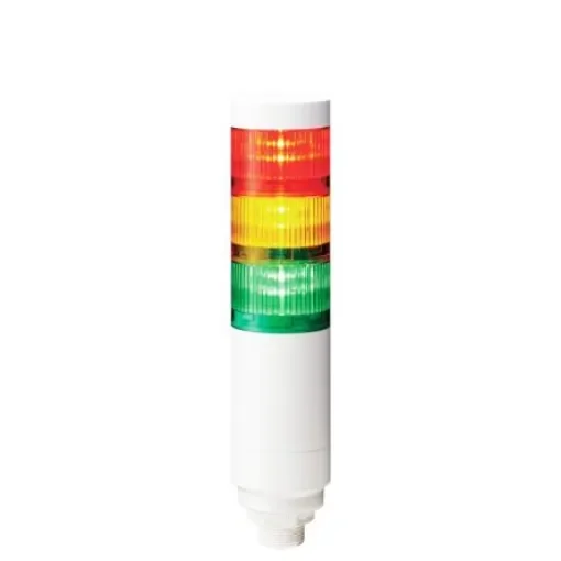 Patlite LR Series Multicolour Signal Tower, 3 Lights, 24 V dc, Nut Mounted - LR6-302WCNW-RYG+FB295 product image