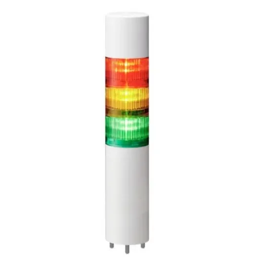 Patlite LR Series Multicolour Buzzer Signal Tower, 3 Lights, 24 V dc, Direct Mount - LR6-302WMBW-RYG+FB295 product image