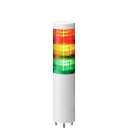 Patlite LR Series Multicolour Signal Tower, 3 Lights, 24 V dc, Direct Mount - LR6-302WMNW-RYG+FB295 product image