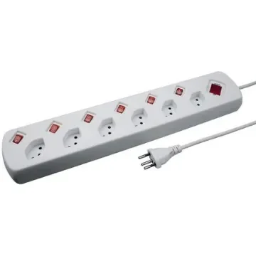 Steffen Type J - Swiss 6 Gang Extension socket, 1.5m Cable, 10A, 250 V - 207601216S product image