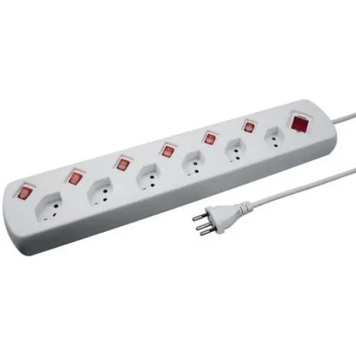 Steffen Type J - Swiss 6 Gang Extension socket, 1.5m Cable, 10A, 250 V - 207601216S product image