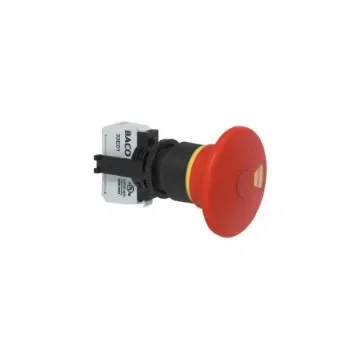 BACO L22DU Series Emergency Stop Push Button, Momentary, Panel Mount, 22mm Cutout, 2NC, 240V ac, IP66 - L22DU01K product image