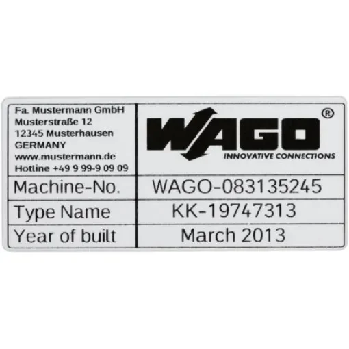 WAGO 210 Silver Black Print Label, 99mm Width, 44mm Height, 500Per Roll Qty - 210-804 product image